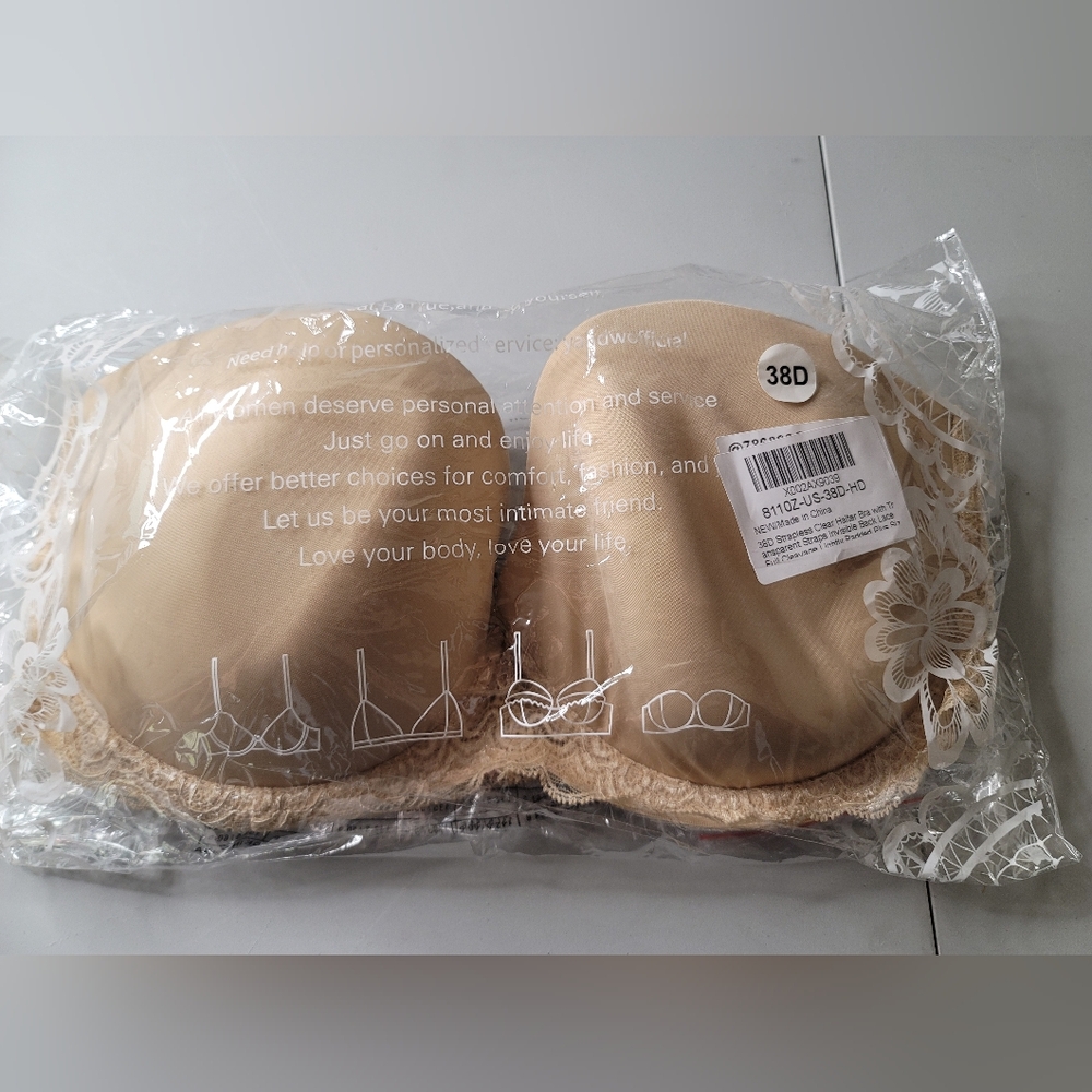 NEW IN PACKAGE Elegant Beige Convertable/strapless/backless/ha Lace Bra Size 38D